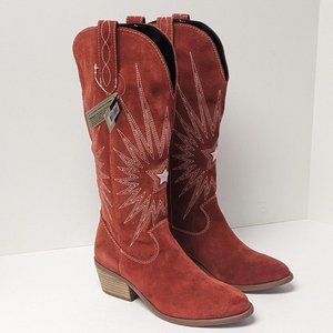 Dingo Star Is Born Western Boots, Red Suede, Women's 6 M